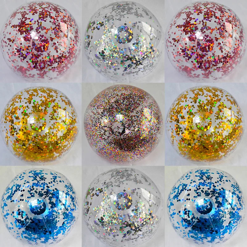 Palla da spiaggia gonfiabile con paillettes - 27 cm, colori vivaci