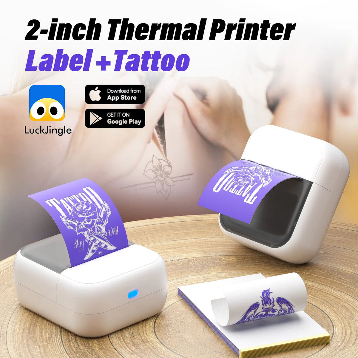 Stampante Termica Portatile Mini per Etichette e Tattoo – Inkless, Bluetooth