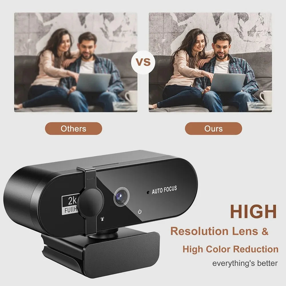 Webcam 4K Ultra HD con Autofocus, Microfono e USB 2.0 – Compatibile PC e Laptop