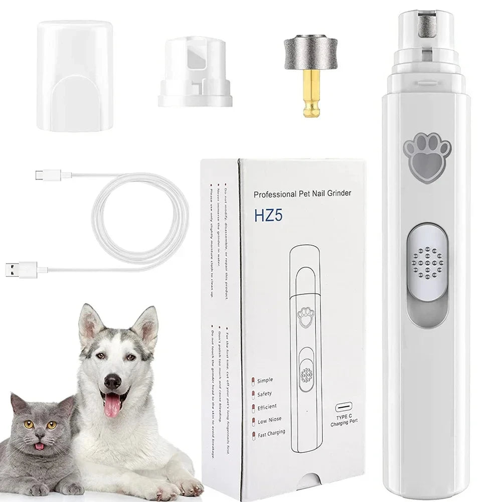 Moletta elettrica per unghie cani e gatti, ricaricabile USB, 2 velocità