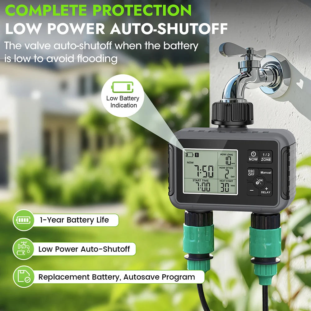 1/2/3-Outlets Automatic Water Timer Smart Irrigation Watering System Sprinkle Faucet Hose Programmer Timer for Garden Outdoor