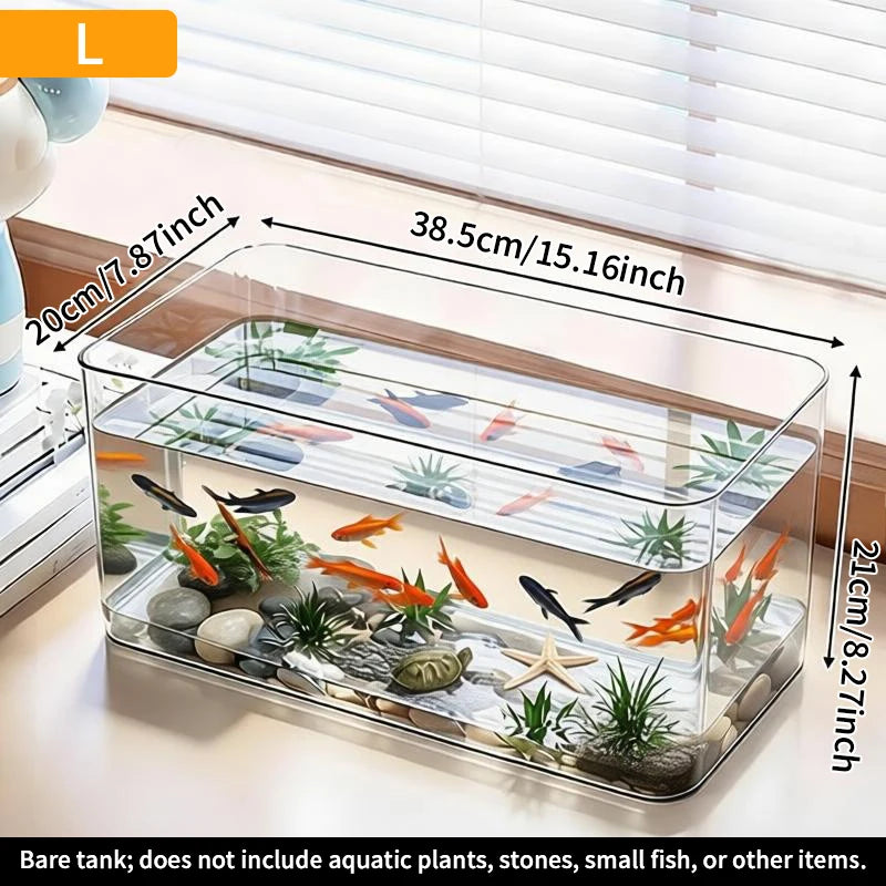 Acquario da tavolo trasparente a forma trapezoidale, per casa e ufficio