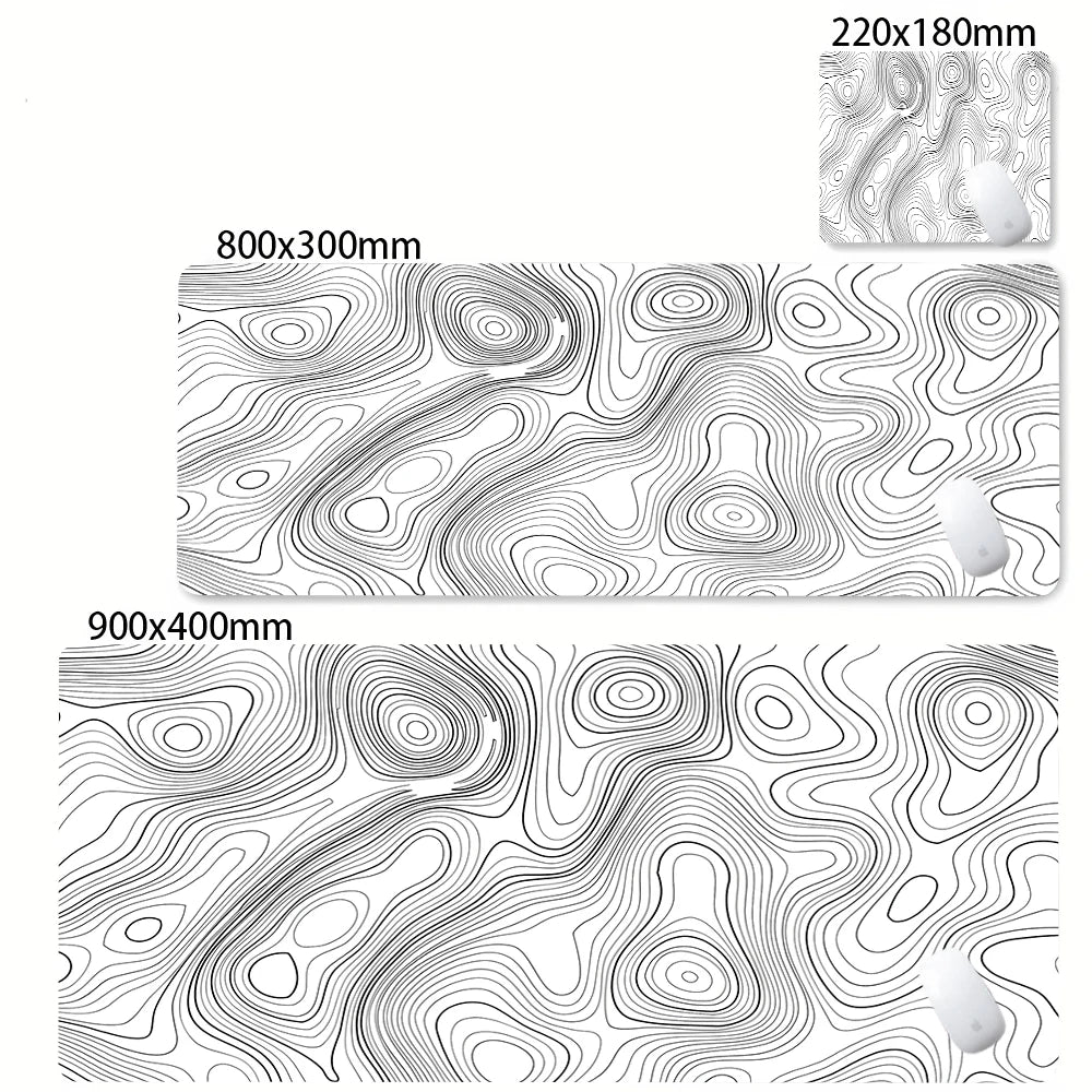 XXL Desk Mat Black And White Strata Liquid Mousepad Large Abstract Mouse Pad Gaming Deskmat With Lockedge Office Non-slip Carpet