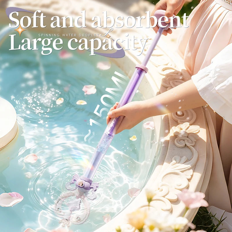 Summer Magic Fairy Wand Water Gun Shiny Glowing Outdoor Water Play Toy Children's Birthday Gift Pull-Out Water Cannon Battle