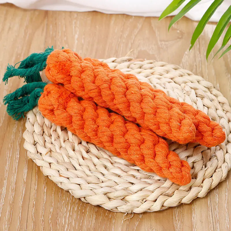 Gioco a Nodo a Forma di Carota per Cani e Gatti – Corda di Cotone