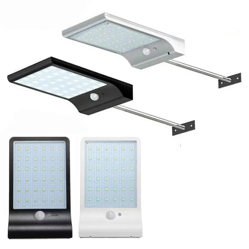 Lampada solare a LED 48x, sensore PIR, dimmerabile, con supporto e telecomando