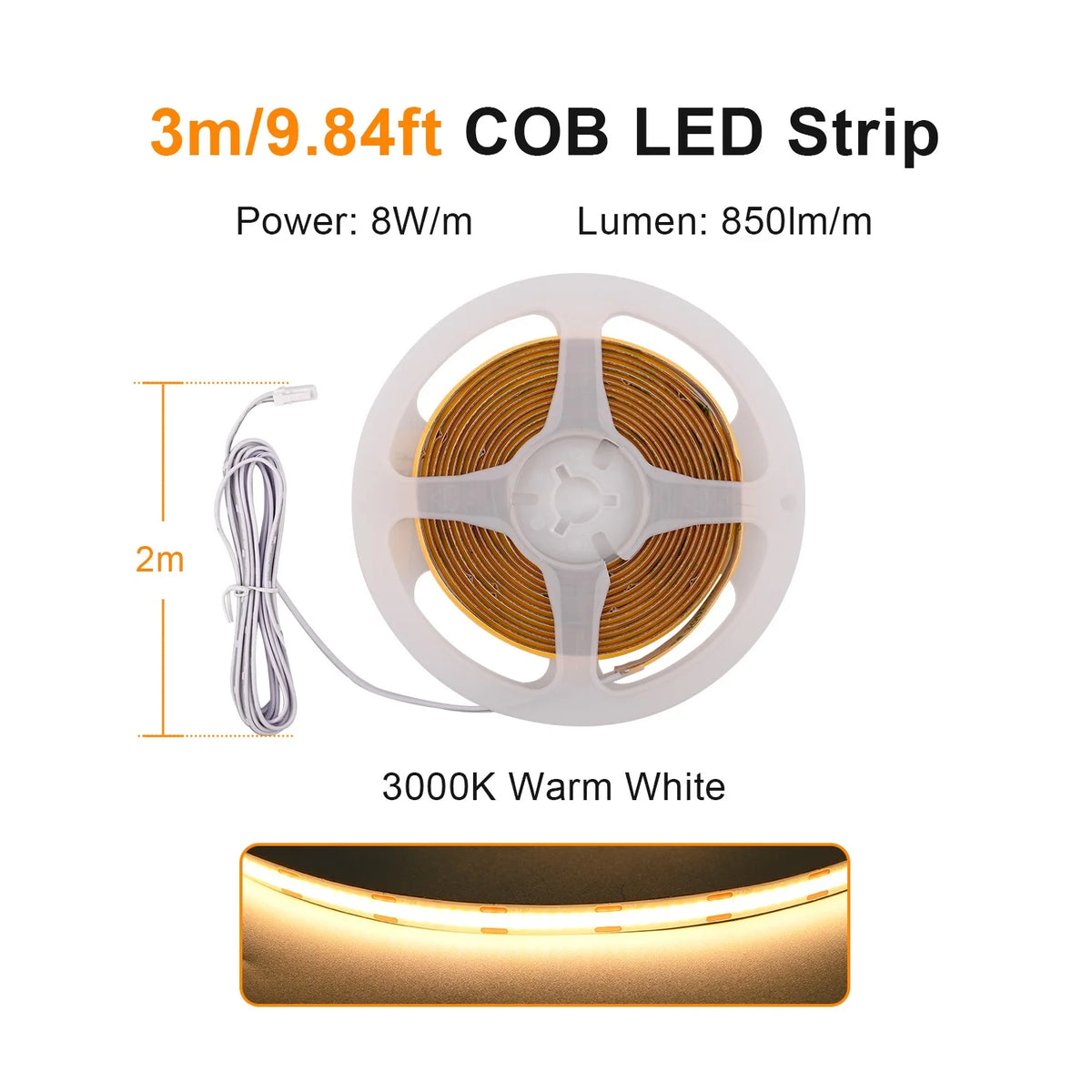 Striscia LED COB dimmerabile per armadi e scaffali, sensore touch, 12 V