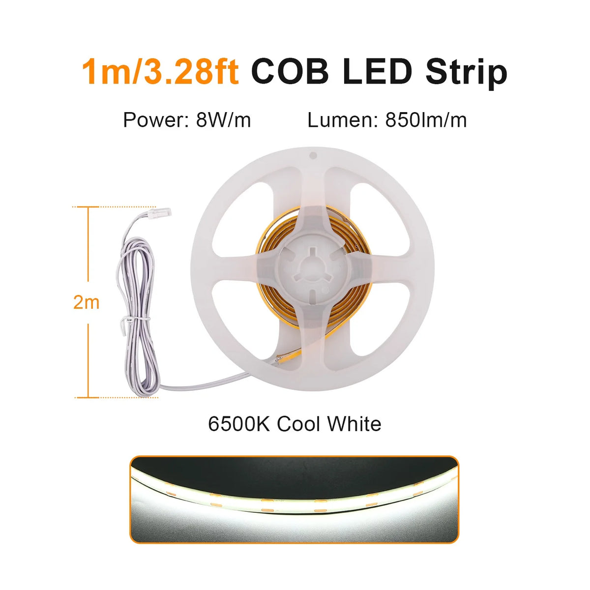 Striscia LED COB dimmerabile per armadi e scaffali, sensore touch, 12 V