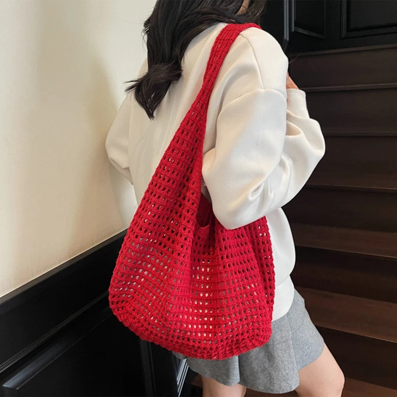 Borsa a tracolla in crochet stile boho – tote estiva in tessuto intrecciato