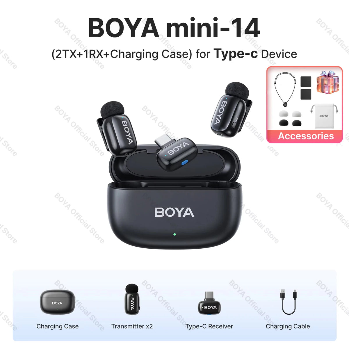 Microfono Lavalier Wireless 2.4 GHz per iPhone, iPad e Android Type‑C