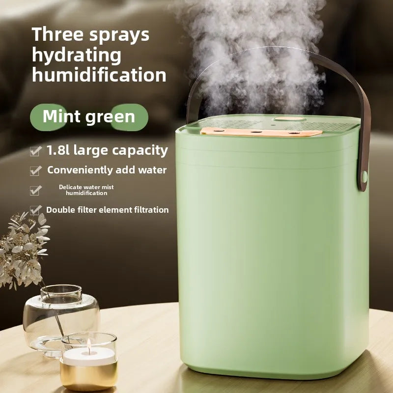 1.8L Large Capacity Humidifier with Triple Nozzle, USB Silent Aromatherapy Diffuser, Dual Filter Night Light,for Bedroom&Car