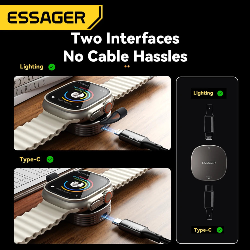 Caricatore wireless magnetico USB‑C per Apple Watch, ricarica rapida