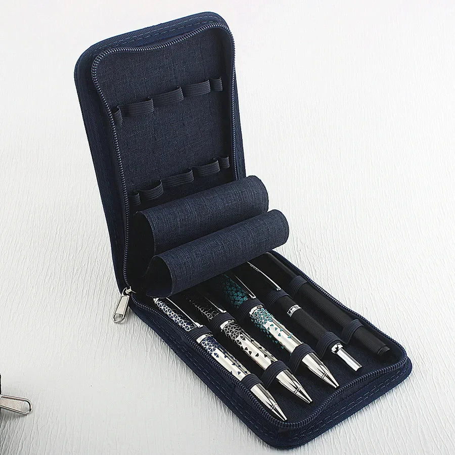 Custodia porta penne zip in tela, 48 slot per penne, matite e penne inchiostro