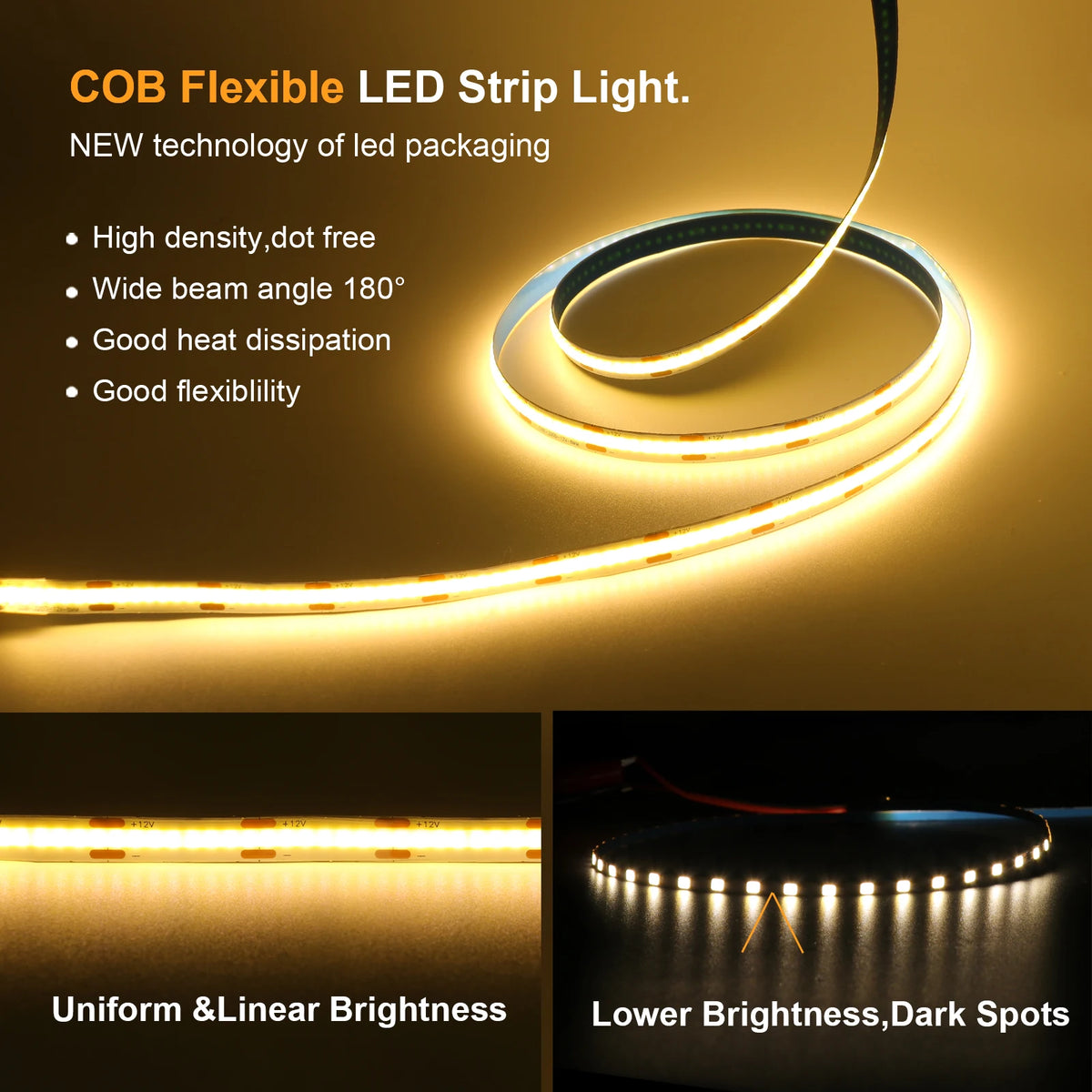 Striscia LED COB 12V/24V 320 LED/m Alta densità RGBW Multicolore