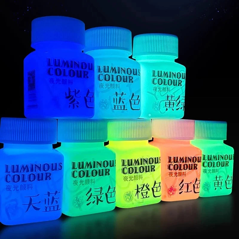 Pigmento acrilico fluorescente 58 ml glow in dark – DIY festa