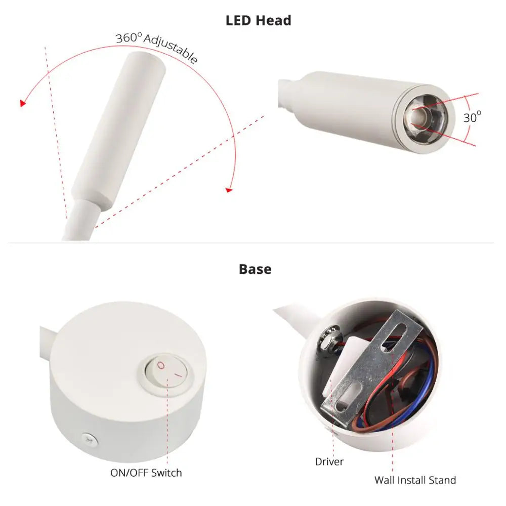Lampada da Parete LED 3W per Lettura e Studio – Design Contemporaneo
