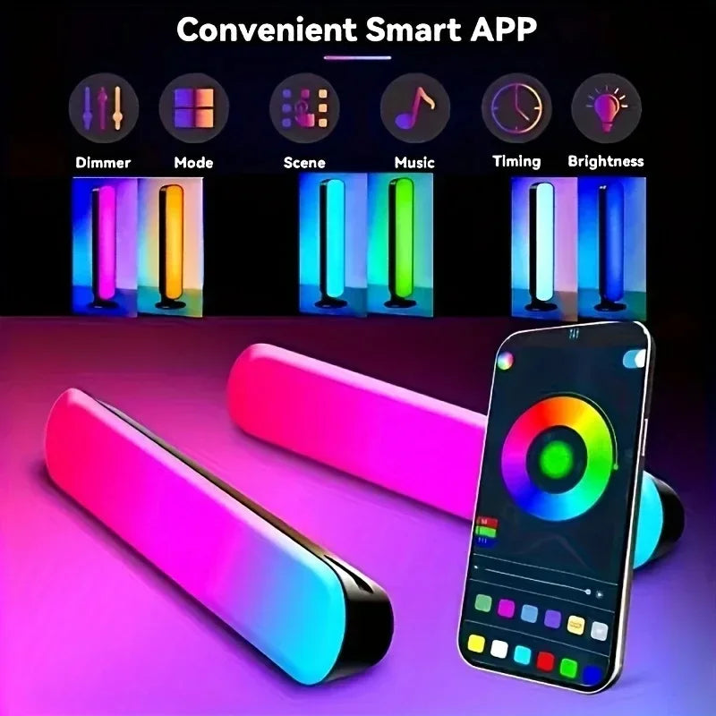 Barra LED RGB a ritmo musicale ricaricabile USB per scrivania e Natale