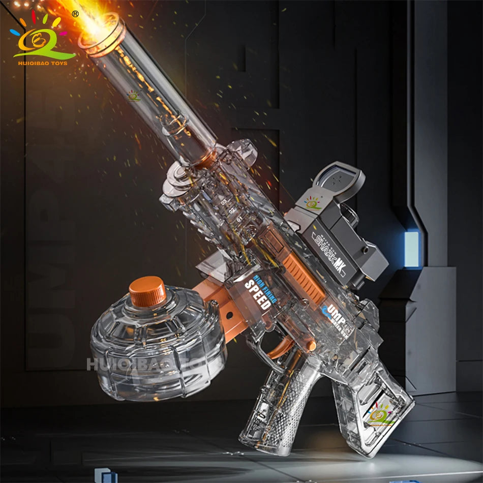 HUIQIBAO Automatic Electric UMP45 Submachine Water Gun Fights Summer Toy Water Outdoor Beach Swimming Pool Toys Adult Kids Gift