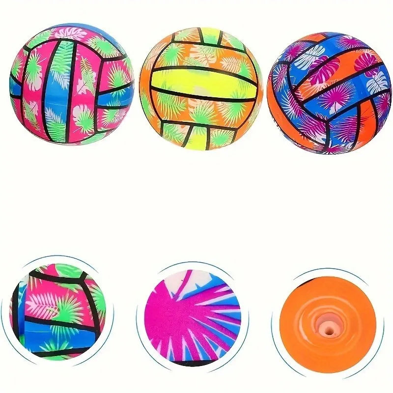 Palline da Spiaggia Gonfiabili 4 pezzi con Stampa Foglia Tropicale – Gioco…