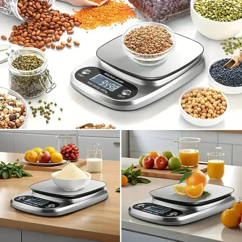 Bilancia da cucina digitale 10 kg con display LCD e 6 unità di misura