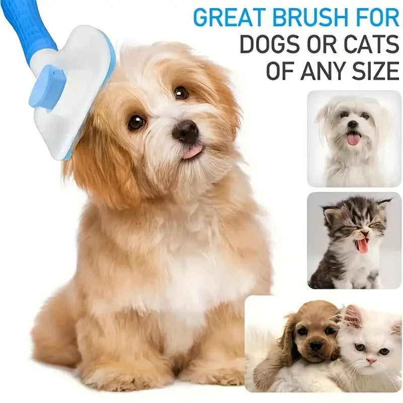 Spazzola Grooming per Cani e Gatti, Pulizia Rapida con Pulsante