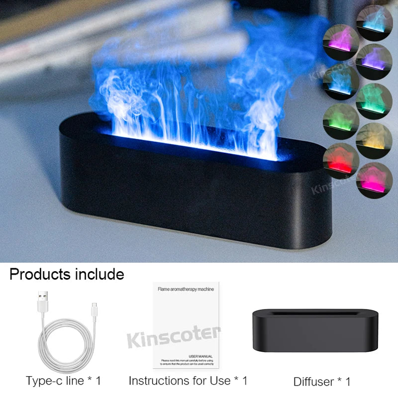 Diffusore Aromaterapico a Flamme Realistiche 150 ml USB – Umidificatore con Luci