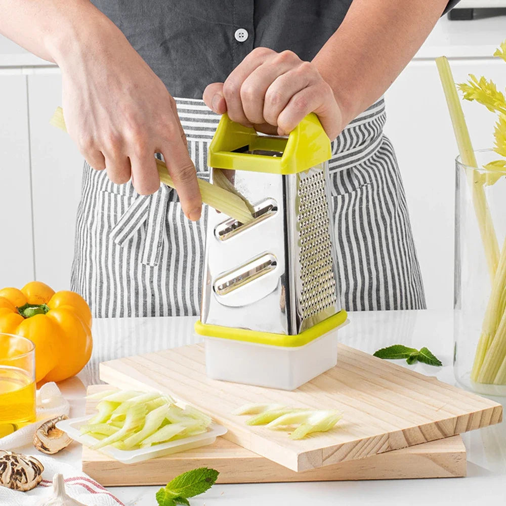 Grattugia e tritatutto 4 lati in acciaio inox per verdure, frutta e formaggi