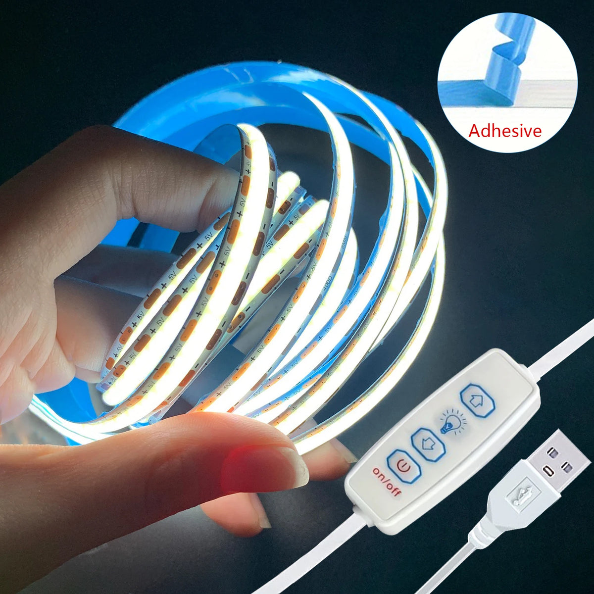 Striscia LED COB 5V dimmerabile 3 modalità – Bianco e Bianco Caldo, flessibile…