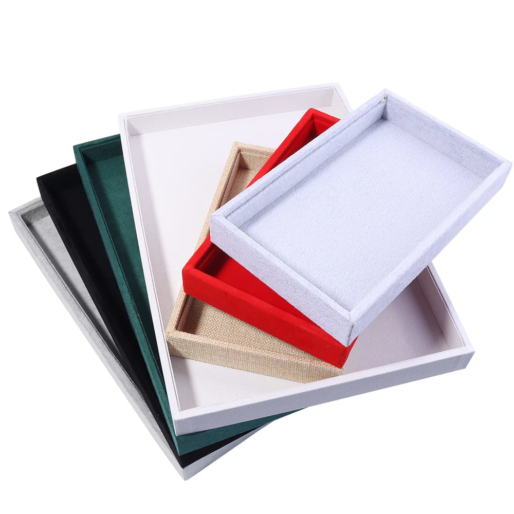 Velvet Jewelry Display Tray Exquisite Jewellery Holder Portable Ring Earrings Necklace Organizer Storage Box Organizator Trays