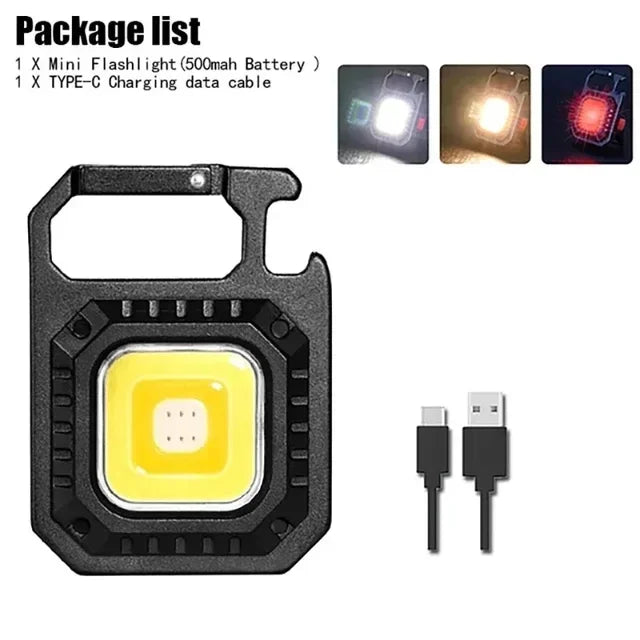 Mini torcia LED portachiavi 6 modalità con cacciavite, apribottiglie e martello