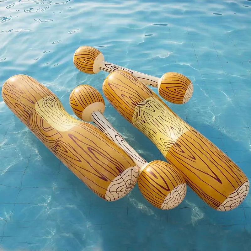 Fun Water Game with Inflatable Floating Wood Grain Patterned Bumper, Suitable for Outdoor Beaches, Pool Parties