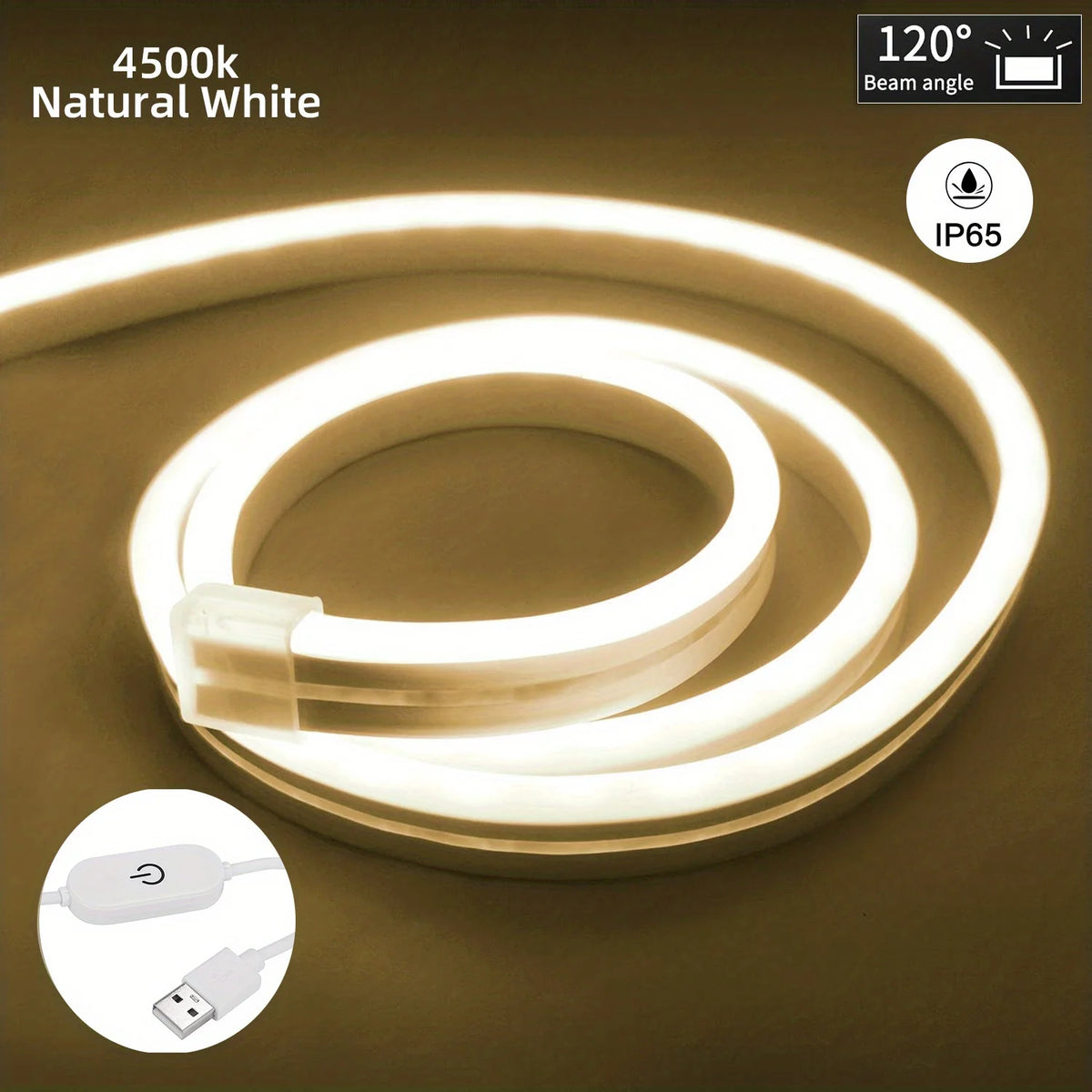 Striscia LED Neon USB 5V Dimmabile, Silicone Flessibile, Impermeabile IP67