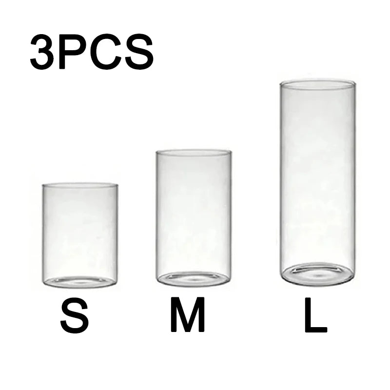Cylinder Glass Cup Candlestick Wedding Transparent Candle Cup Holder Glass Vase Dining Table Candle Container Art Storage Jar
