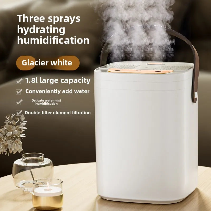 1.8L Large Capacity Humidifier with Triple Nozzle, USB Silent Aromatherapy Diffuser, Dual Filter Night Light,for Bedroom&Car