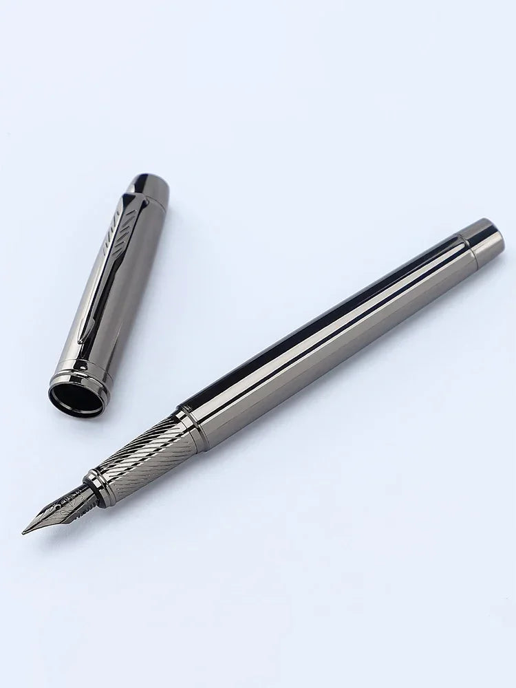 Penna stilografica metallica premium grigio argento, punta 0.5 mm – eleganza…