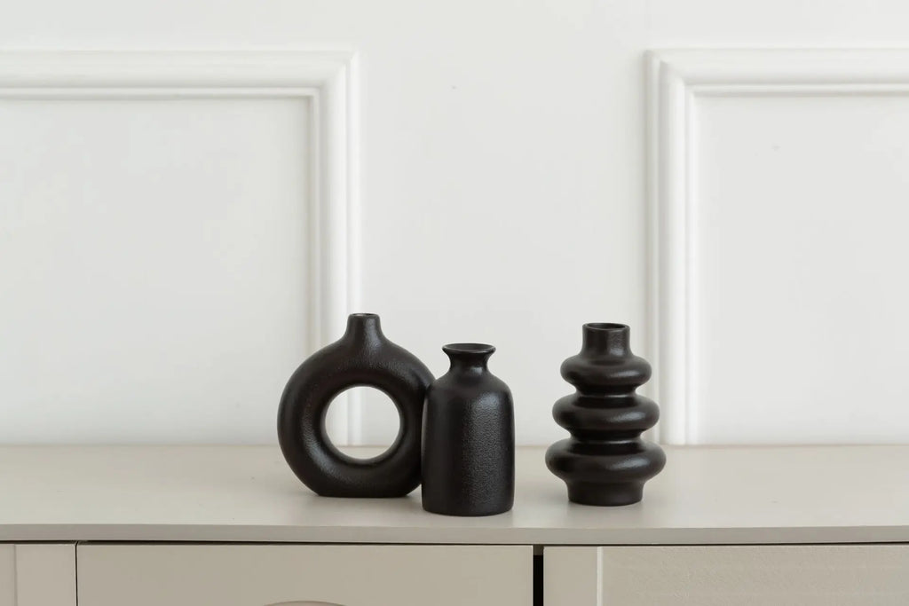Set of 3 White Ceramic Bohemian Vase Set, Creative home decoration vase ornaments, Wedding home living room Bedroom decoration