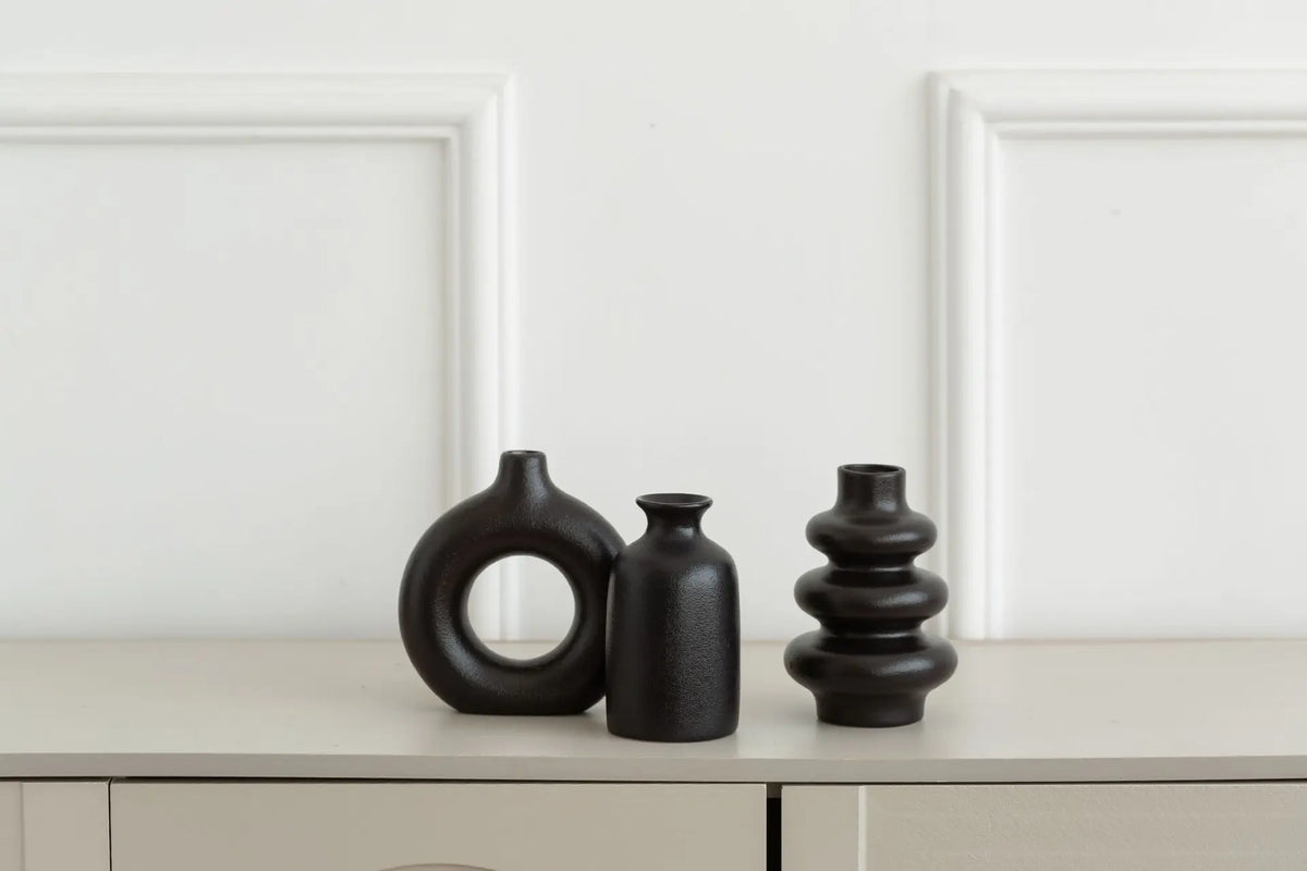 Set of 3 White Ceramic Bohemian Vase Set, Creative home decoration vase ornaments, Wedding home living room Bedroom decoration