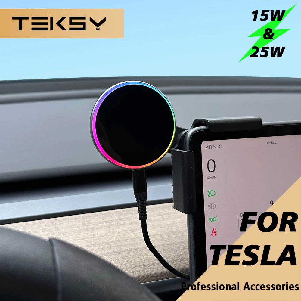 Supporto magnetico per telefono con ricarica wireless 25W Qi2.2 per Tesla