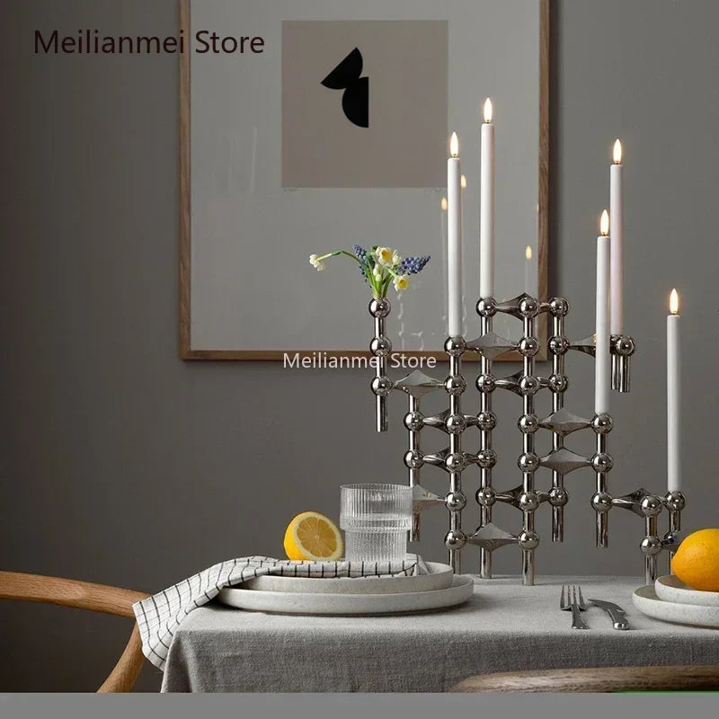 Molecular Structure Metal Candle Holder Nordic Gold Candlestick Centerpiece Living Room Decoration Gift Home Decore Candelabra