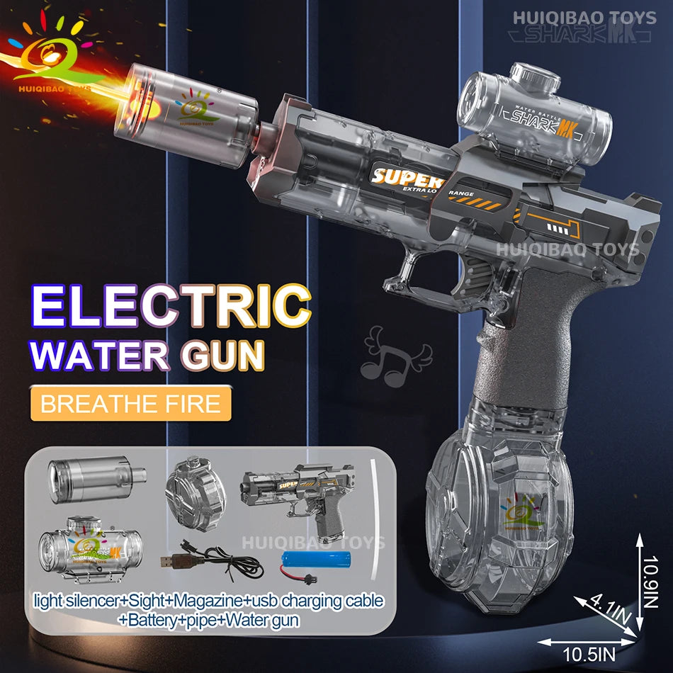 Pistola d'Acqua Elettrica con Scatto Automatico, LED e Ricarica Type‑C – 8 m