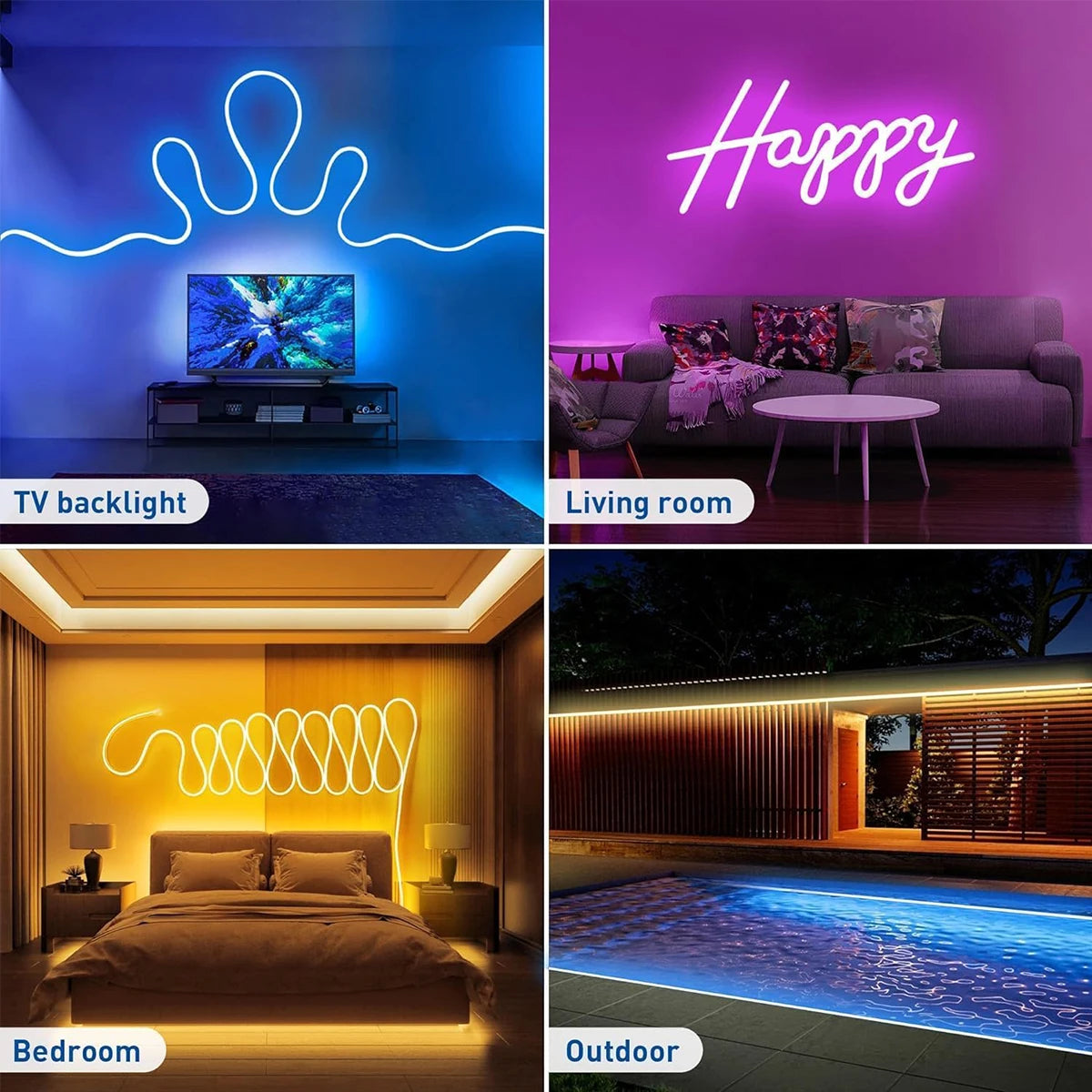 Striscia LED RGBIC 5V impermeabile con telecomando Bluetooth – 1‑10 m