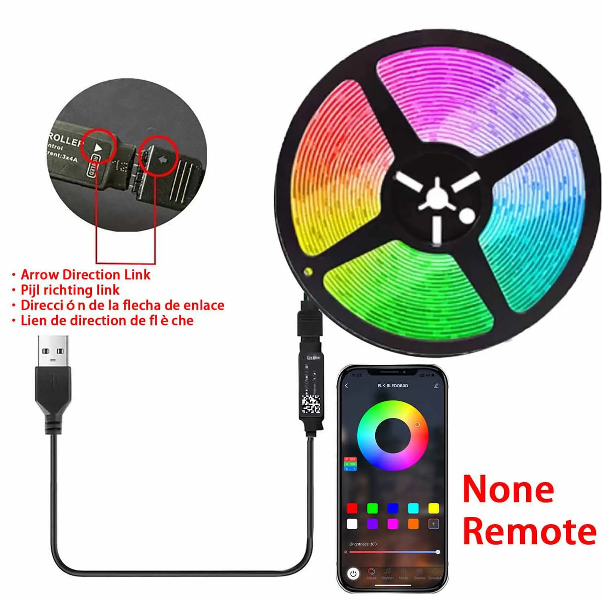 Striscia LED RGB 5 m con USB – Illuminazione TV, Gaming e Party