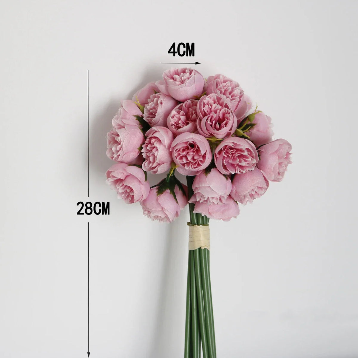 Bouquet di 27 Rose in seta rosa pesca per decorazioni matrimonio e casa