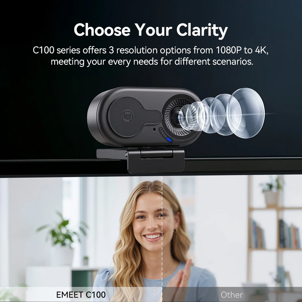 Webcam USB 4K/1080p con microfono integrato e copertura privacy – 66° FOV