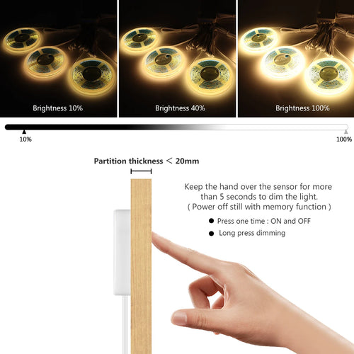 1‑6 pcs COB LED Strip Light – Under Cabinet, Collection Display, Touch Dimmer, Bookshelf, Wardrobe, Motion Sensor, Pendant, Wood Closet Lamp