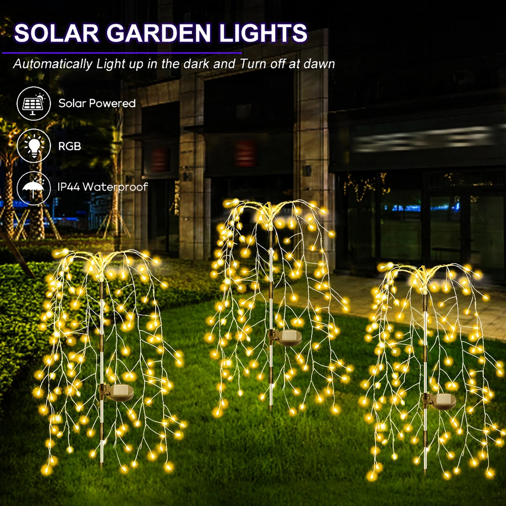 Luci LED solari 200/120 per esterno, decorazione fuochi d'artificio impermeabile