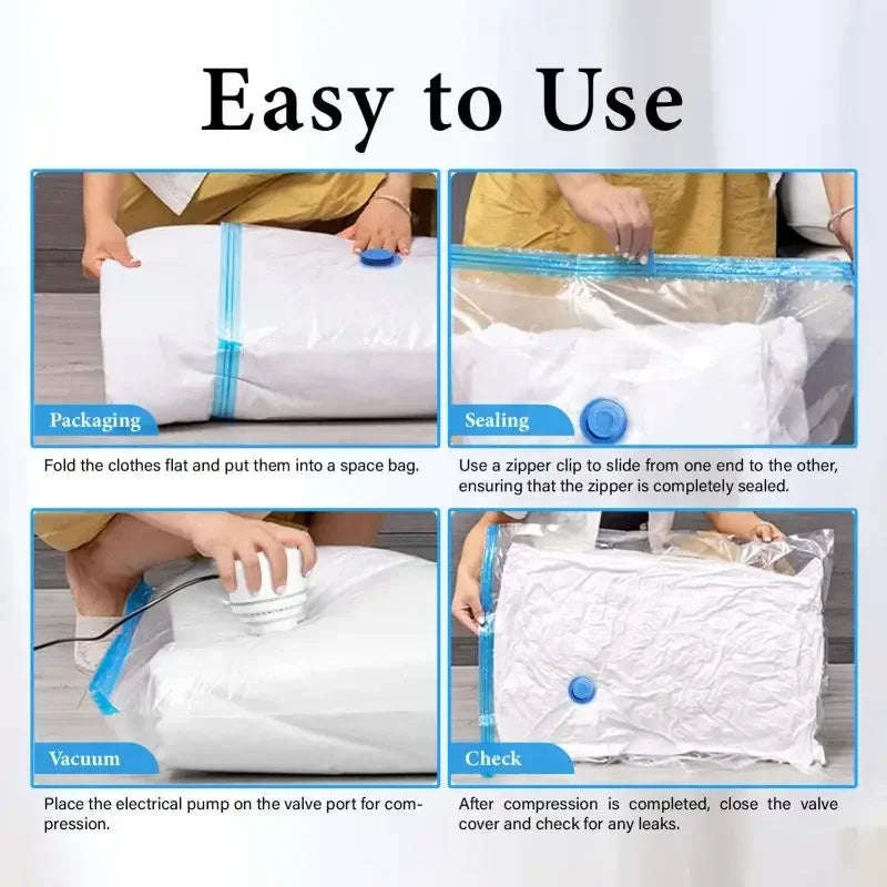 Vacuum Bag for Clothes, Air Vacuum Bag with Pump, Travel Essentials, Space Saver Bags for Comforters Blankets Storage Organizer