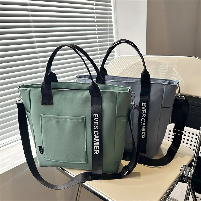 Sac cabas imperméable en nylon pour femme, tendance, grande capacité, léger, sac bandoulière pour étudiante, travail, voyage, sport