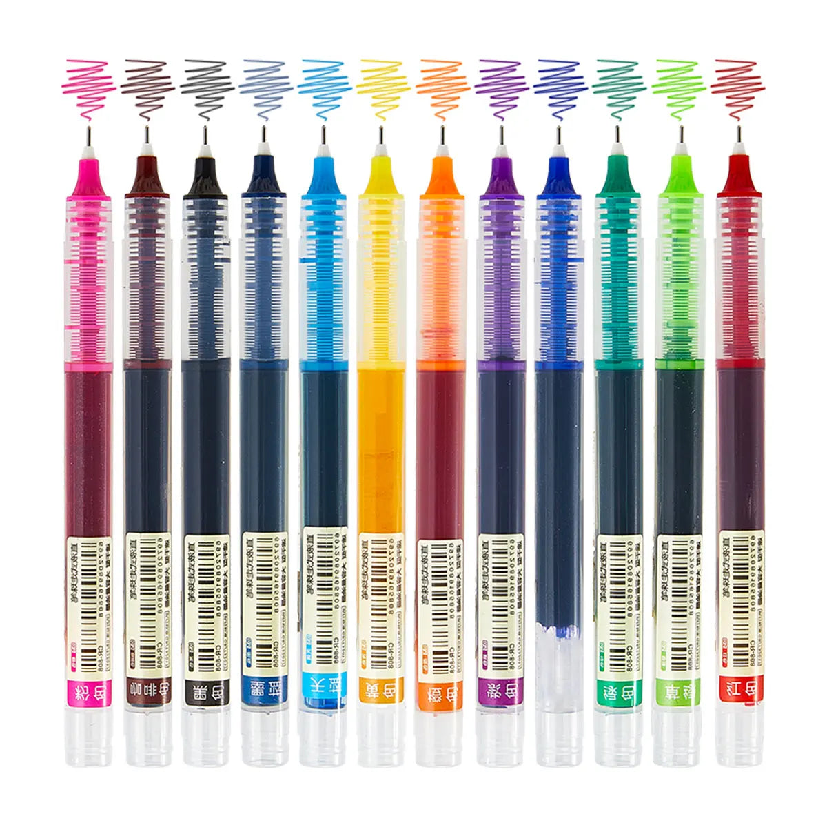 Penna rollerball a inchiostro liquido, asciugatura rapida, 12 colori, grande…