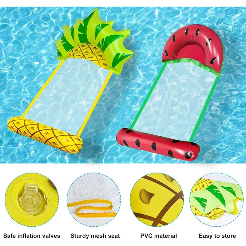 Foldable Fruits Floating Water Hammock Lounger Water Toys Inflatable Floating Bed Chair Summer Swimming Pool Water Hammock Bed